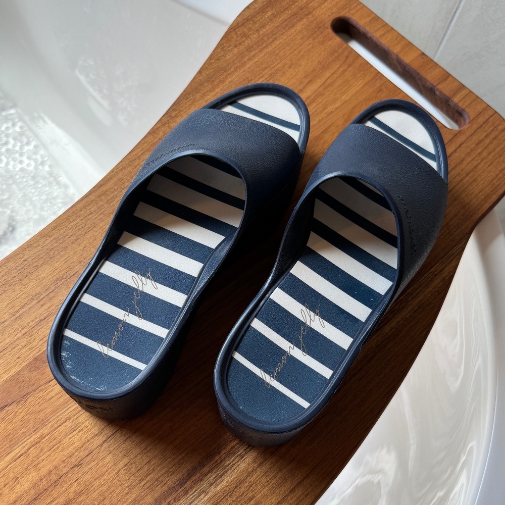 Navy/White Lemon Jelly Platform Slide Sandals